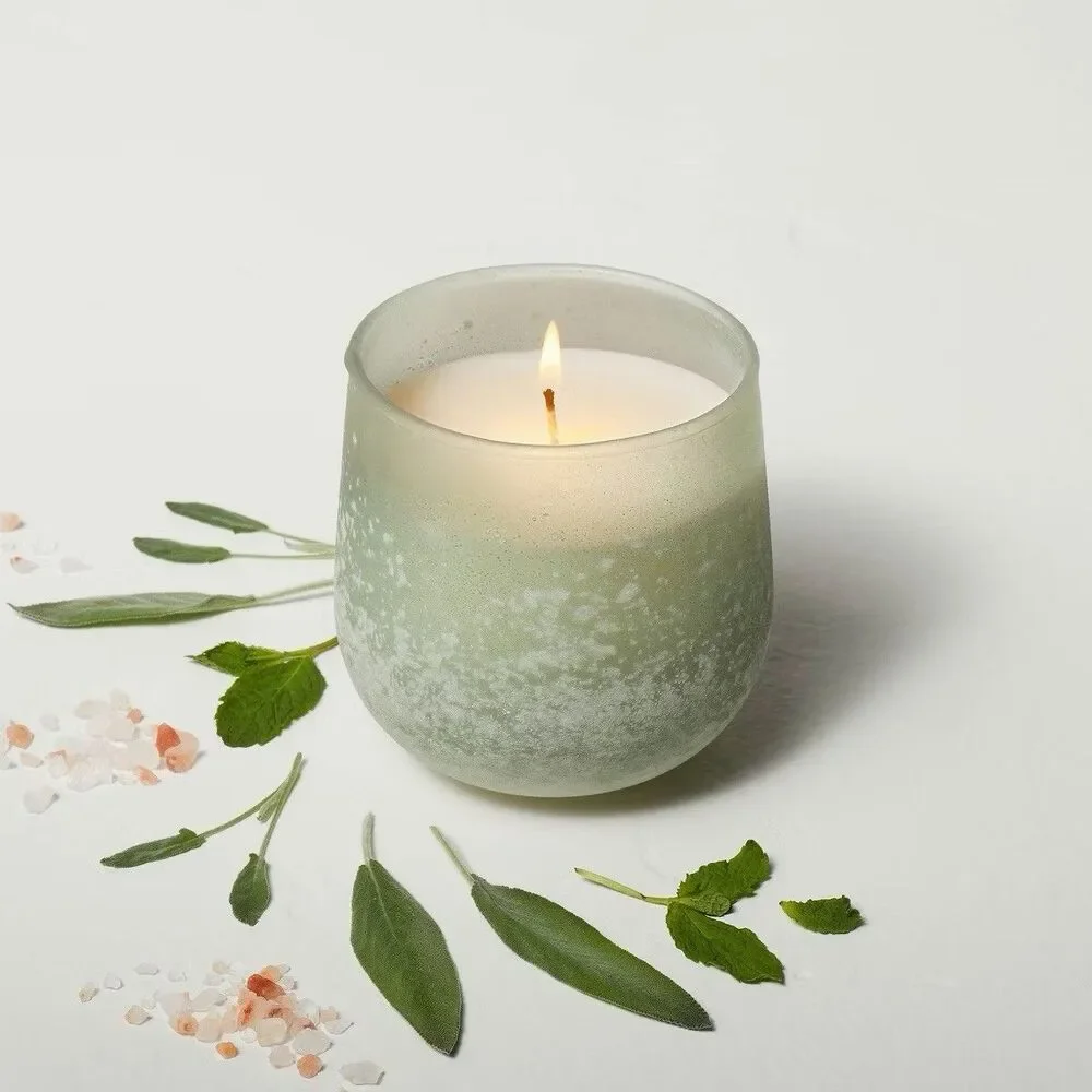 Casaluna Serenity Salted Glass Jar Candle Green 12oz Soy Coconut 50 Hour